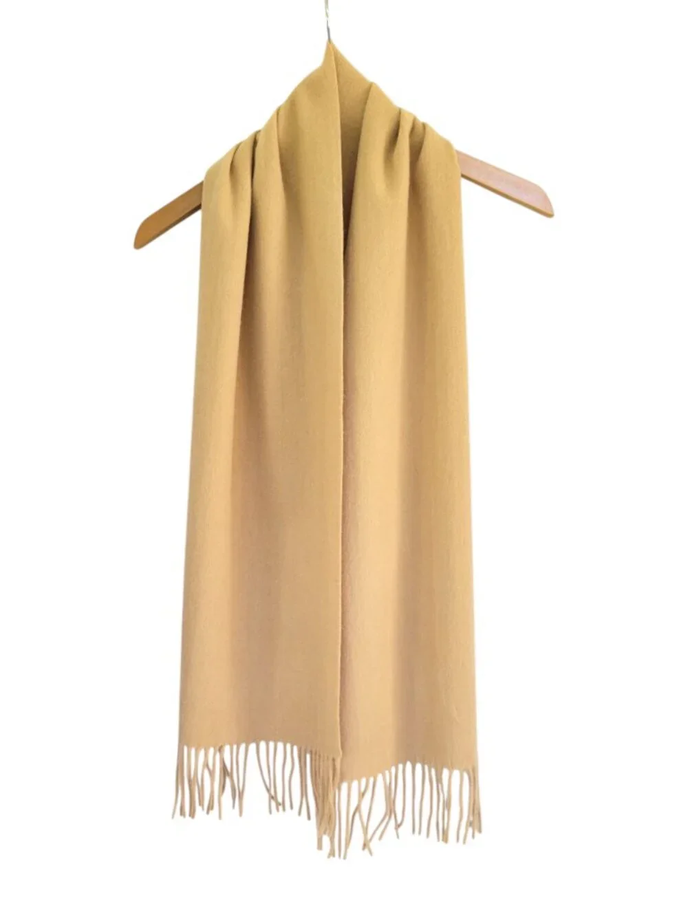 Uniqlo 100% Cashmere Fringed Scarf in Camel Beige